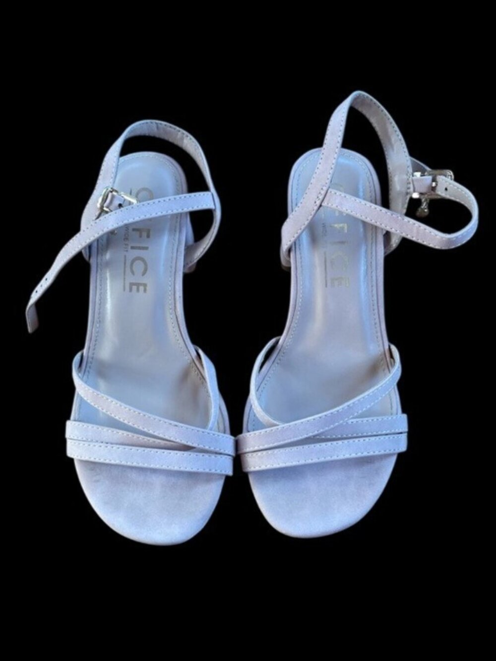 Office London Blush Pink Block Heel Sandals Ankle Strap Size EU 38 US 7.5